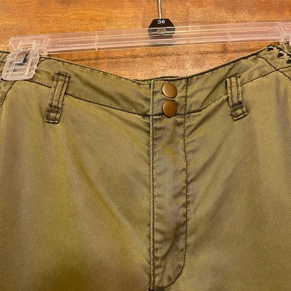 Anthropologie Womens Army Green Elastic Ankle Embroidered Pants - Picture 8 of 8